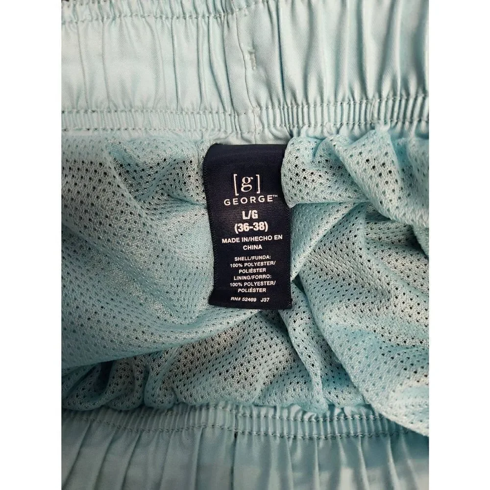 George mens large Navy swim trunks with light blue lining